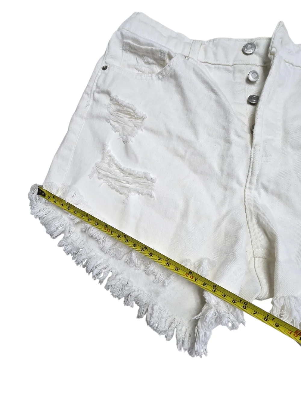Wild Fable White Denim Shorts Women’s 6 High Rise Distressed Raw Hem